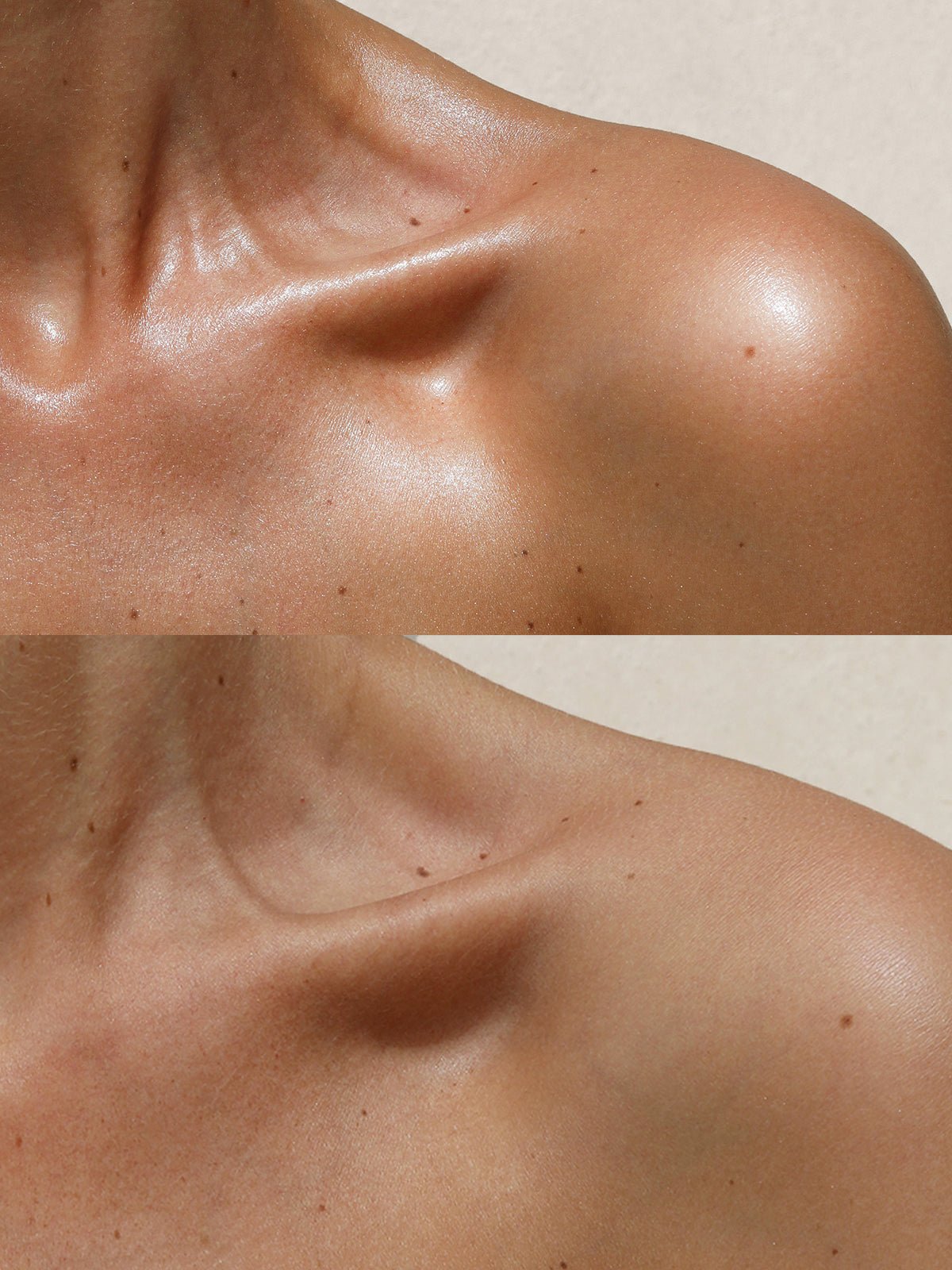 BEFORE AND AFTER BODY GLOW ON MODEL