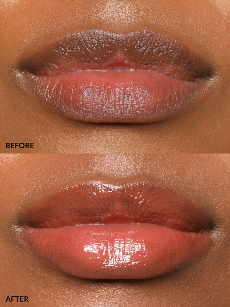 LIPS BEFORE AND AFTER REFY LIP GLOSS IN DUSK