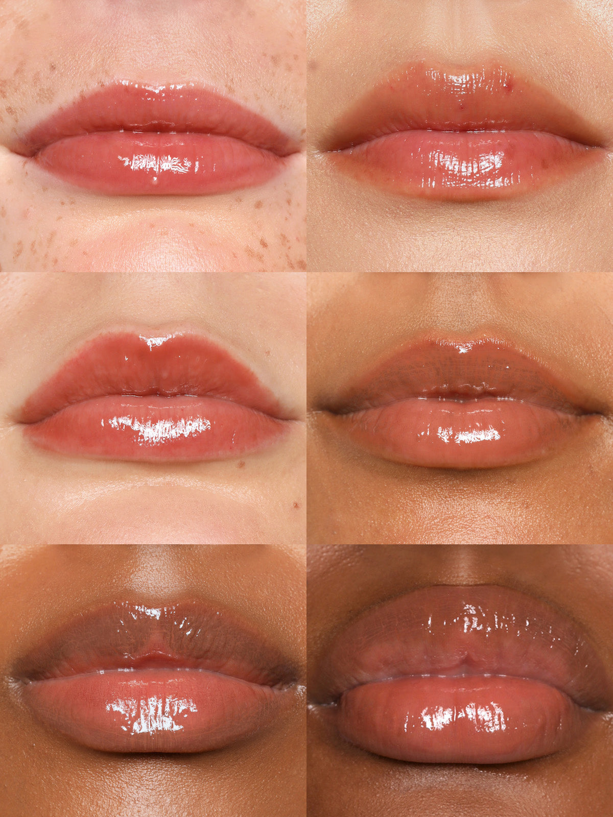 REFY LIP GLOSS IN FAWN ON DIFFERENT SKIN TONES