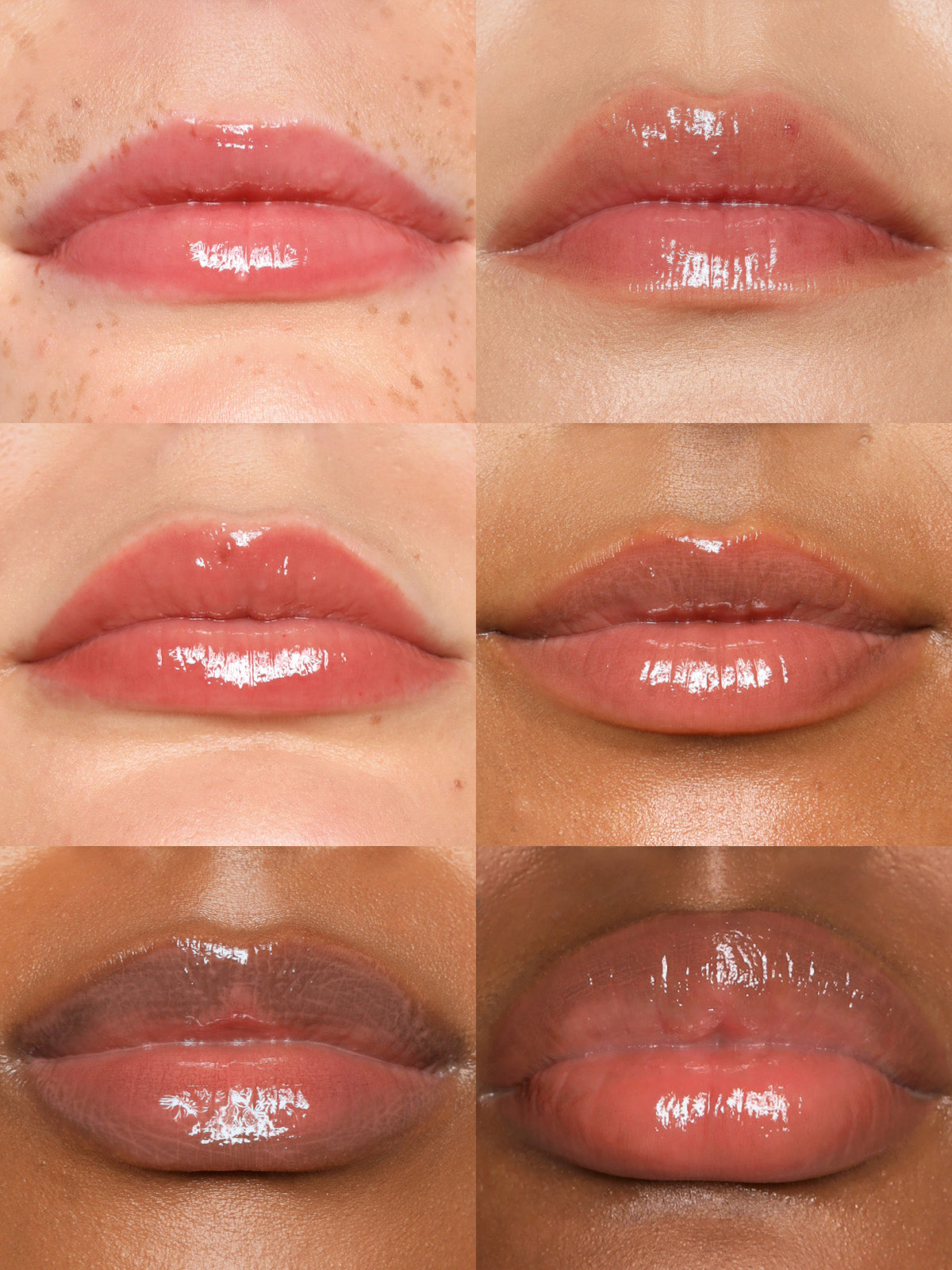 REFY LIP GLOSS IN ROSEWOOD ON DIFFERENT SKIN TONES