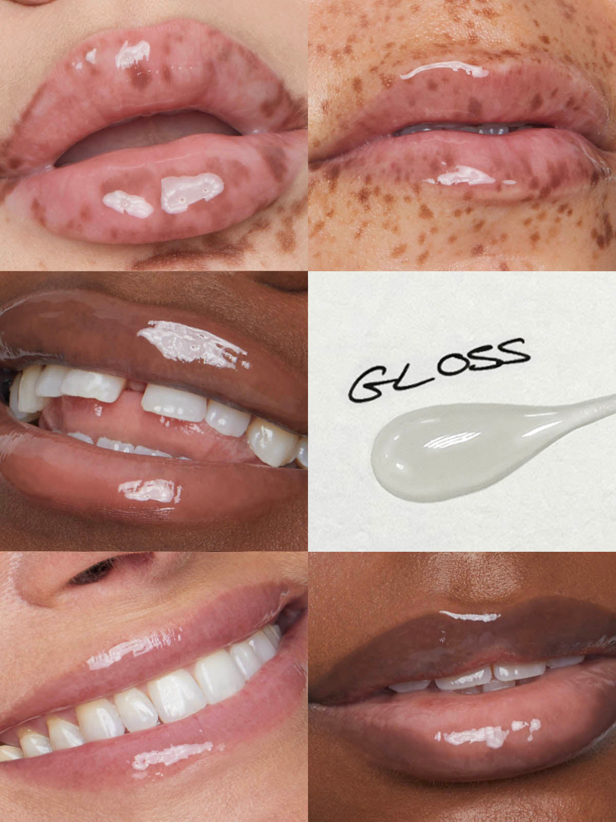DIFFERENT SKIN TONES WEARING REFY LIP GLOSS IN CLEAR
